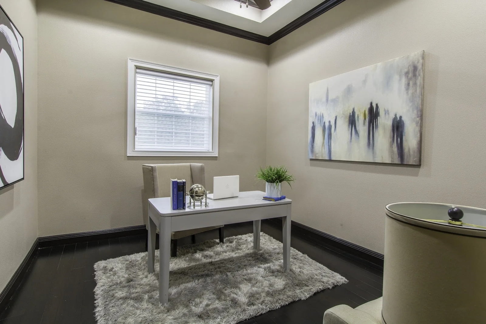 Table in a transitional home in Massachusetts